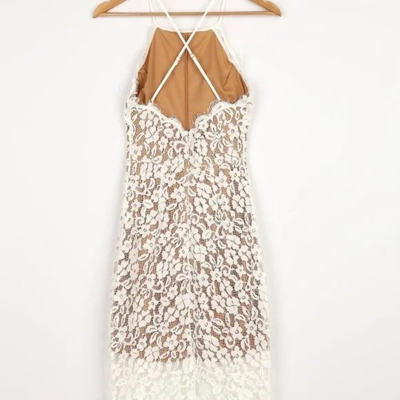 Lulus High Low Midi Lace Dress; perfect bridal shower, wedding, reception dress - Picture 3 of 7